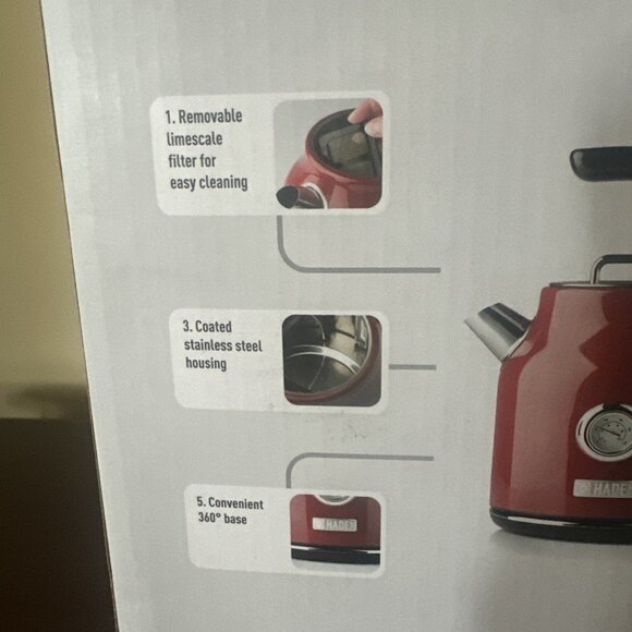 Haden Dorset 1.7L Stainless Steel Electric Kettle w/Auto Shut Off Rapid Boil Red - Picture 8 of 13